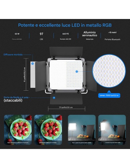 NEEWER Kit Luce Video LED RGB660 PRO da 2 Pezzi