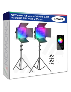 NEEWER Kit Luce Video LED RGB660 PRO da 2 Pezzi