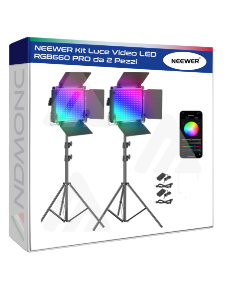 NEEWER Kit Luce Video LED RGB660 PRO da 2 Pezzi