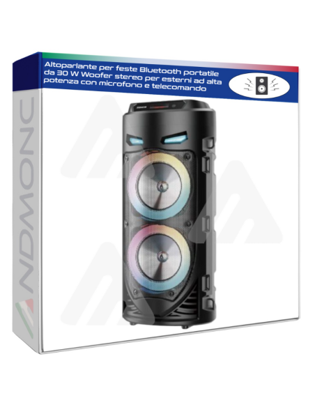 Altoparlante per feste Bluetooth portatile da 30 W Woofer stereo per esterni ad alta potenza con microfono e telecomando