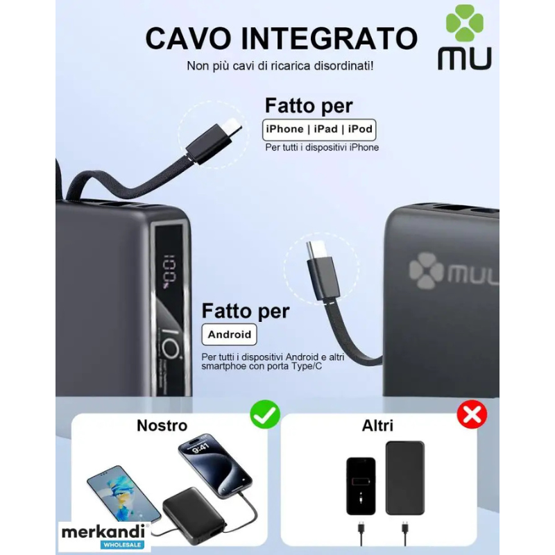 Power Bank USB-C 10.000 mAh, 30 W, bianco, può...