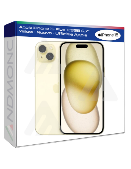 Apple iPhone 15 Plus 128GB 6.7" Yellow - Nuovo - Ufficiale Apple