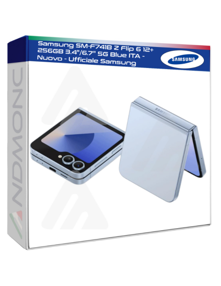 Samsung SM-F741B Z Flip 6 12+256GB 3.4"/6.7" 5G Blue ITA - Nuovo - Ufficiale Samsung