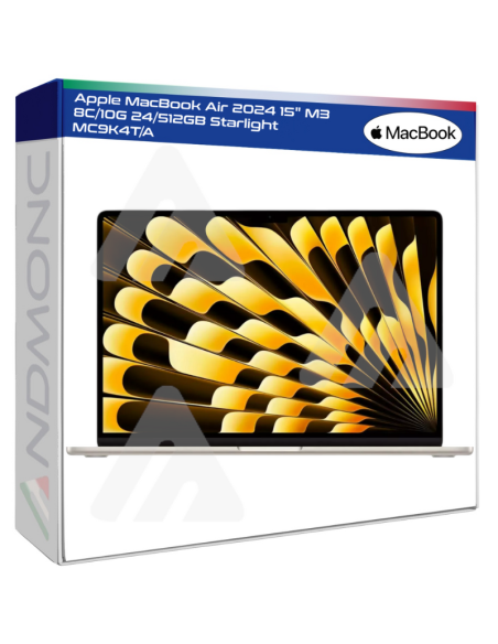 Apple MacBook Air 2024 15" M3 8C/10G 24/512GB Starlight MC9K4T/A
