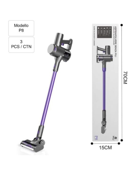 Aspirapolvere Senza Fili, Elettrica Leggera, 2in1 per la Pulizia di Fessure e Multi-Superfici con Display LED 250W