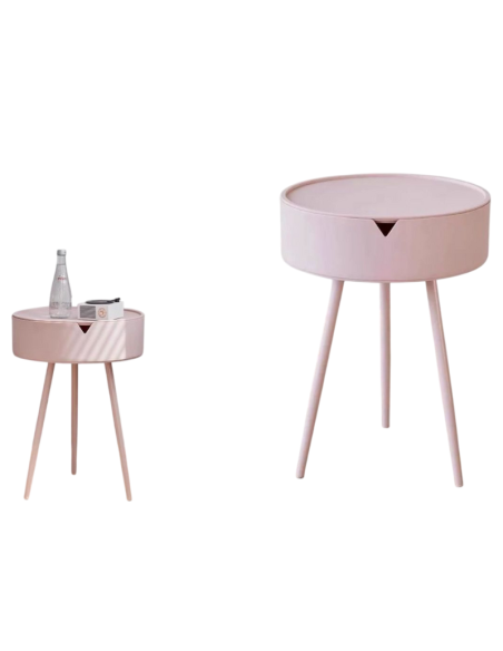 Comodino in Plastica Rosa, con piedi in Metallo 55x40x40cm