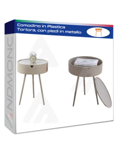 Comodino in Plastica Tortora, con piedi in metallo...