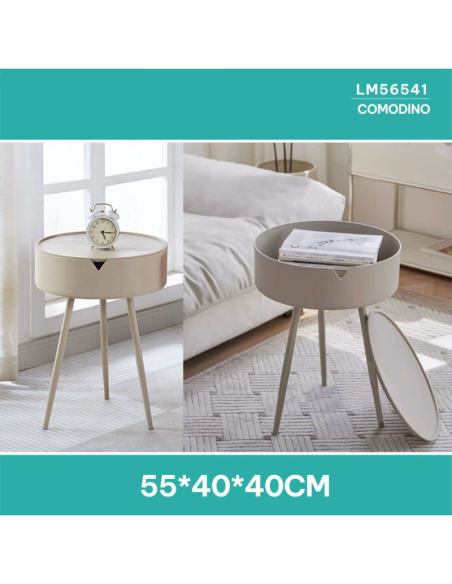 Comodino in Plastica Tortora, con piedi in metallo 55x40x40cm