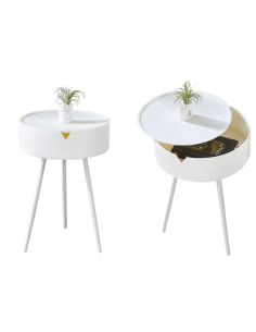 Comodino in Plastica Bianco, con piedi in metallo 55x40x40cm 2