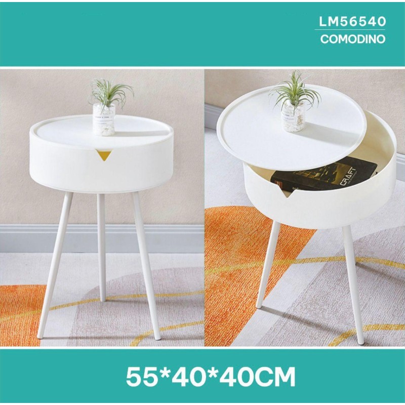 Comodino in Plastica Bianco, con piedi in...