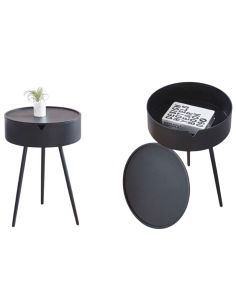 Comodino in Plastica Nero, con piedi in metallo 55x40x40cm 2