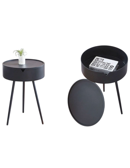 Comodino in Plastica Nero, con piedi in metallo 55x40x40cm