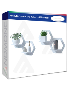 4x Mensola da muro Bianca