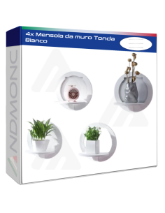 4x Mensola da muro Tonda Bianco