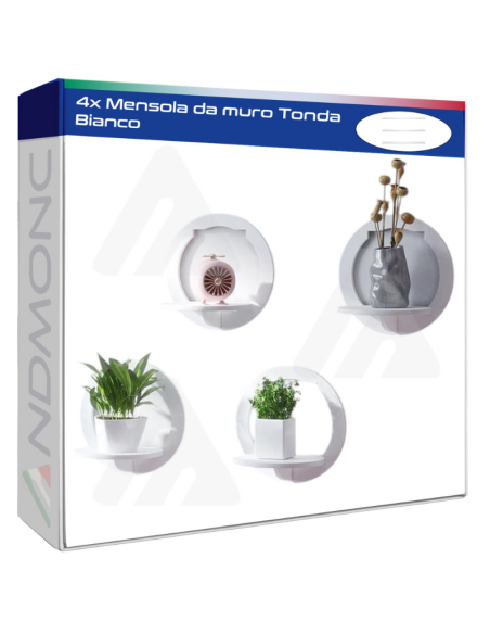 4x Mensola da muro Tonda Bianco