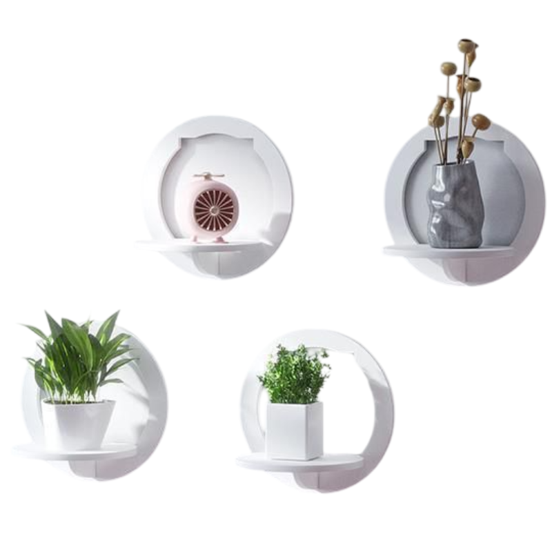 4x Mensola da muro Tonda Bianco