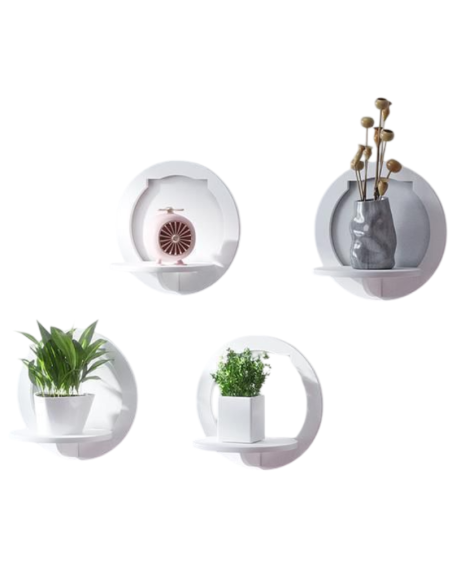 4x Mensola da muro Tonda Bianco