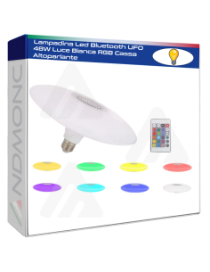 Lampadina Led Bluetooth UFO 48W Luce Bianca RGB Cassa...