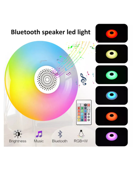 Lampadina Led Bluetooth UFO 48W Luce Bianca RGB Cassa Altoparlante