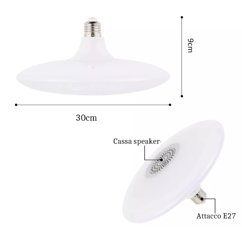 Lampadina Led Bluetooth UFO 48W Luce Bianca RGB...