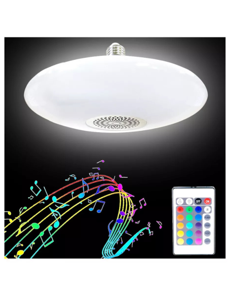 Lampadina Led Bluetooth UFO 48W Luce Bianca RGB Cassa Altoparlante