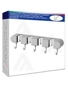 Supporto per mocio e scope, gancio in plastica a 4...