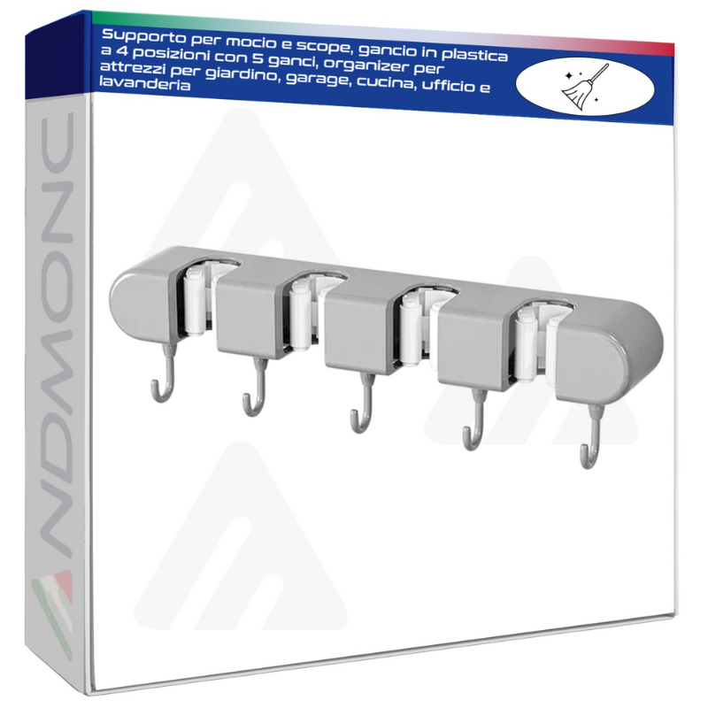 Supporto per mocio e scope, gancio in plastica...