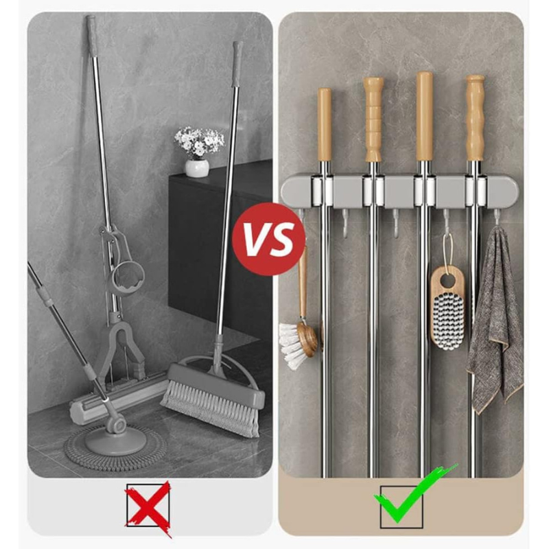 Supporto per mocio e scope, gancio in plastica...