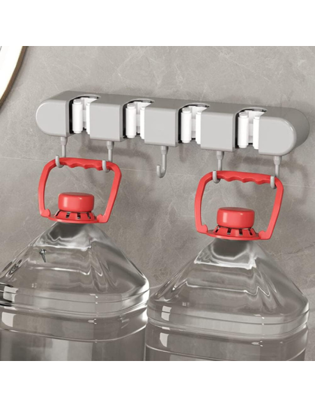 Supporto per mocio e scope, gancio in plastica a 4 posizioni con 5 ganci