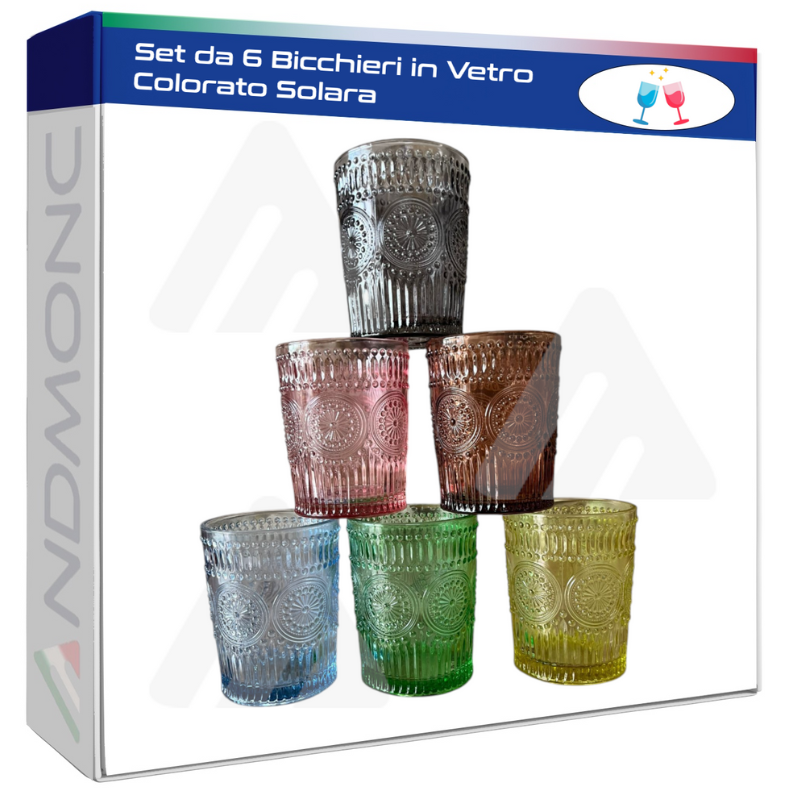 Set da 6 Bicchieri in Vetro Colorato Solara