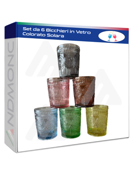 Set da 6 Bicchieri in Vetro Colorato Solara