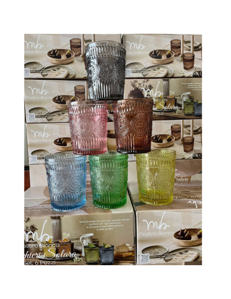 Set da 6 Bicchieri in Vetro Colorato Solara