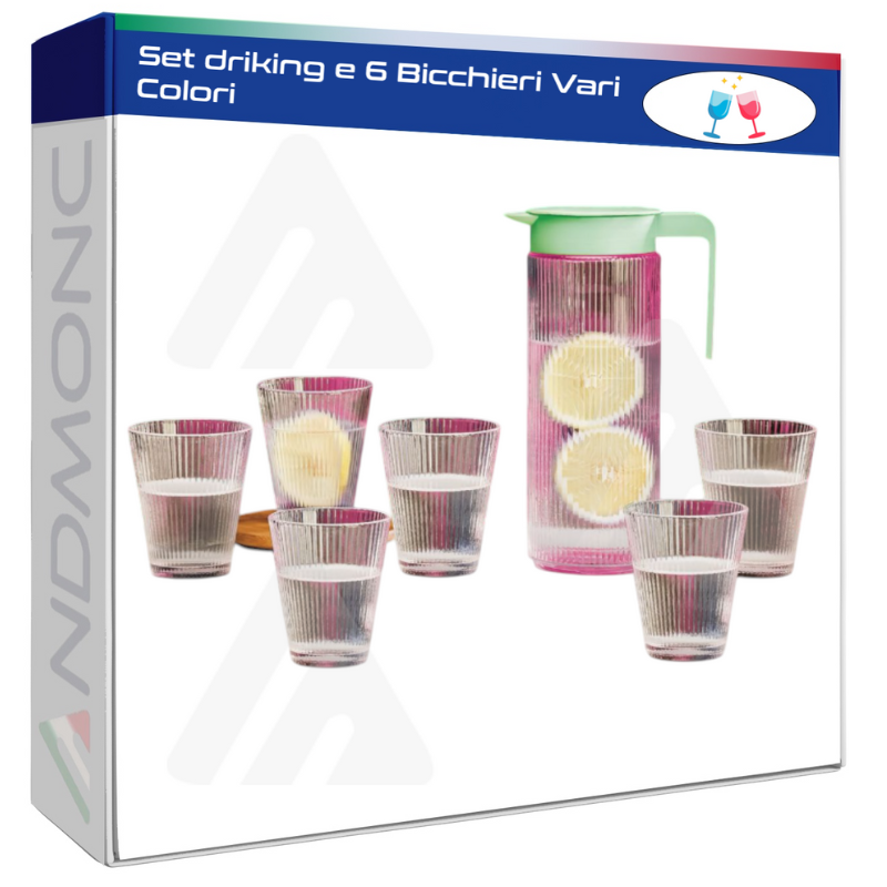 Set Drinking e 6 Bicchieri Vari Colori