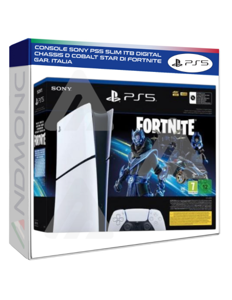 Console SONY PS5 SLIM 1TB DIGITAL CHASSIS D cobalt star di fortnite GAR. ITALIA
