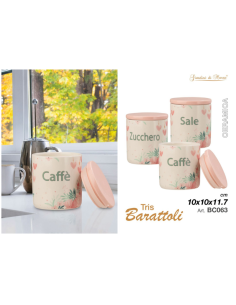 Tris Barattoli Ceramica Caffè, zucchero, sale art.BC063 2