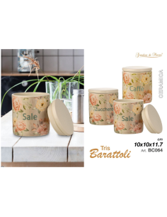 Tris Barattoli Ceramica Caffè, zucchero, sale art.BC064 2