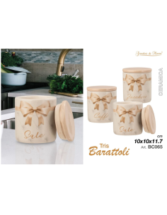 Tris Barattoli ceramica Caffè, zucchero, sale art.BC065 2