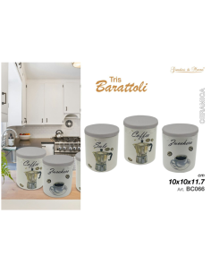 Tris barattoli Ceramica  Caffè, zucchero, sale art.BC066 2