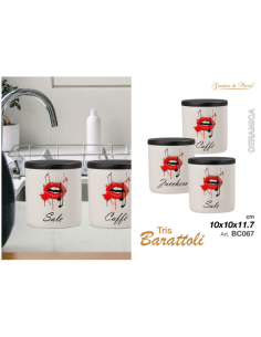Tris Barattoli Ceramica Caffè, zucchero, sale art.BC067 2