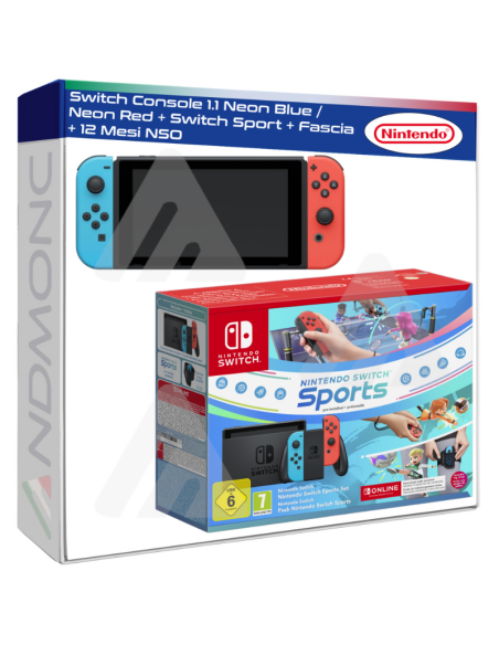 Switch Console 1.1 Neon Blue - Neon Red + Switch Sport + Fascia + 12 Mesi NSO