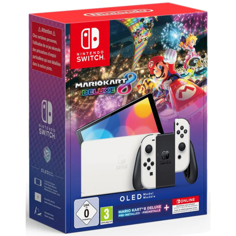 Switch Console OLED White + Mario Kart 8 Deluxe...