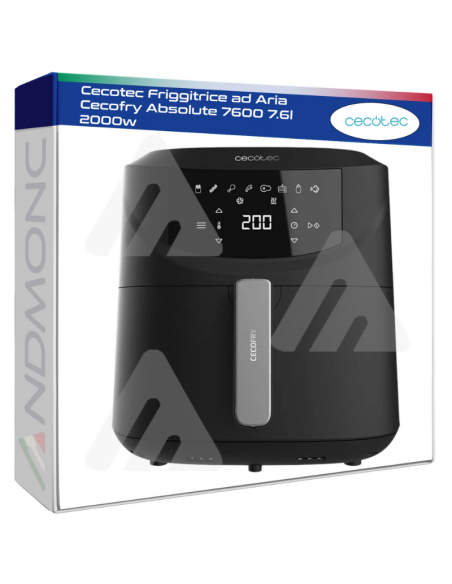 Friggitrice ad Aria Cecofry Absolute 7600. Air Fryer 2000 W, Capacità 7,6 L, Dig