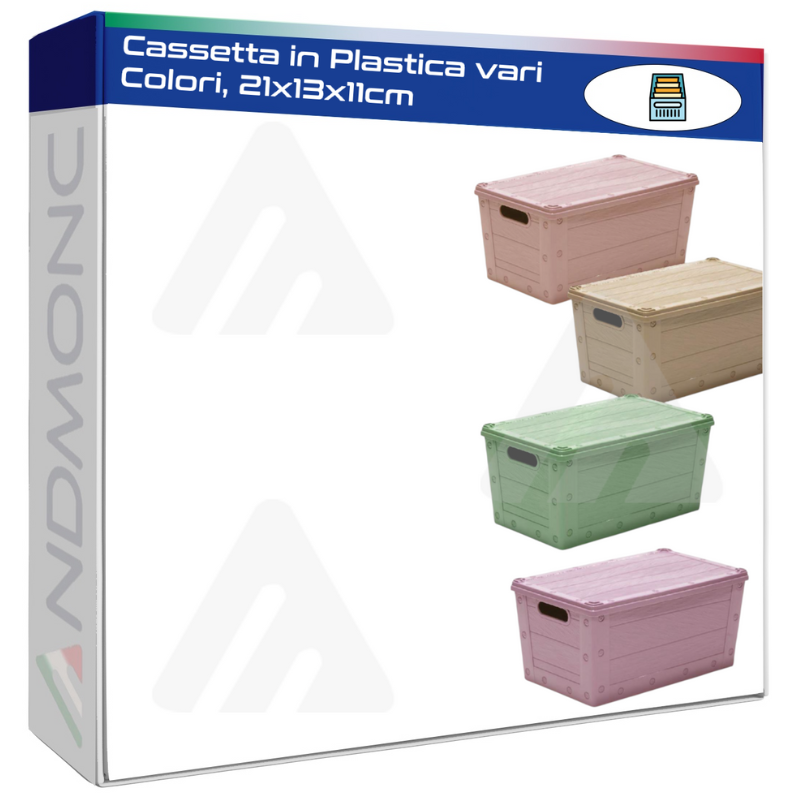 Cassetta in Plastica, cassettiera vari Colori, 21x13x11cm