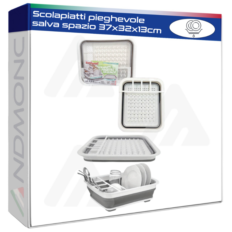 Scolapiatti pieghevole salva spazio 37x32x13cm