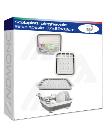 Scolapiatti pieghevole salva spazio 37x32x13cm