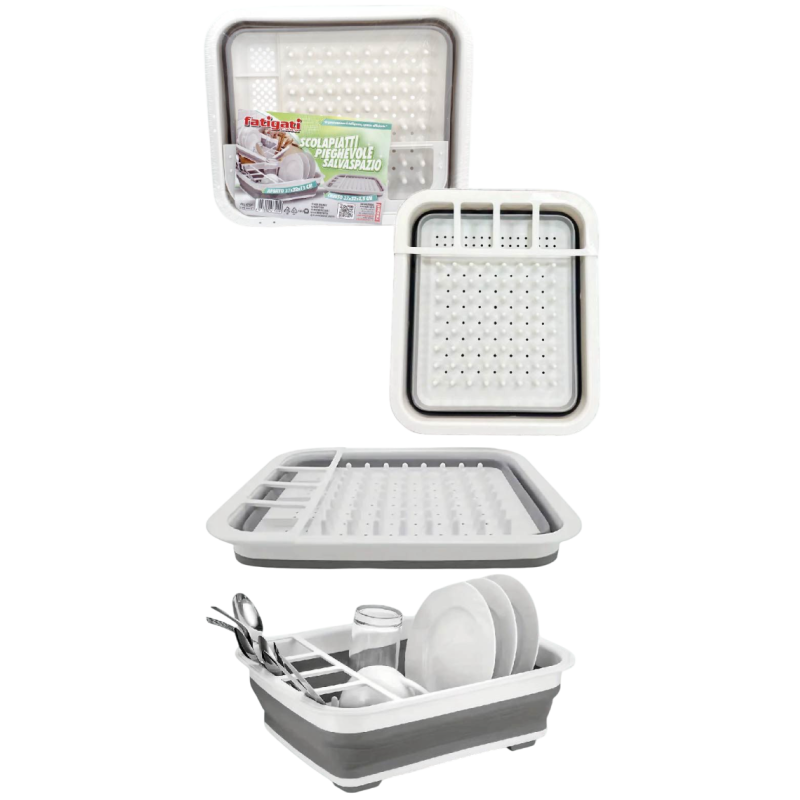 Scolapiatti pieghevole salva spazio 37x32x13cm
