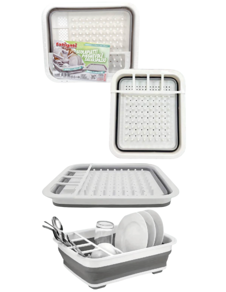 Scolapiatti pieghevole salva spazio 37x32x13cm