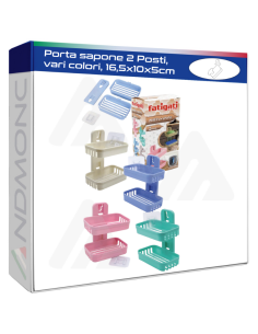 Porta sapone 2 Posti, vari colori, 16,5x10x5cm