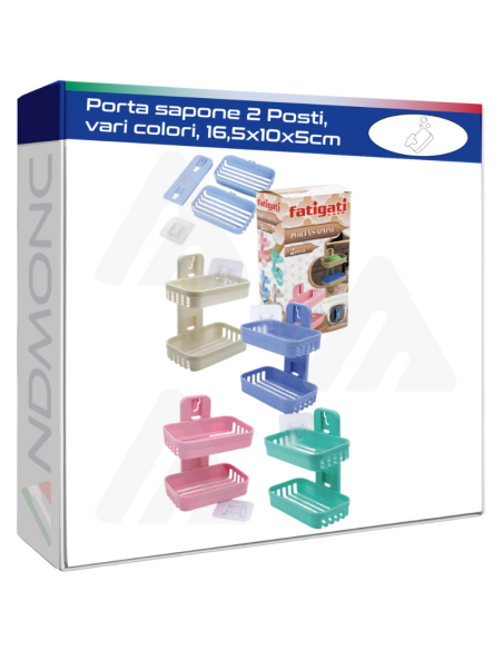 Porta sapone 2 Posti, vari colori, 16,5x10x5cm