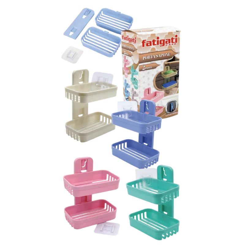 Porta sapone 2 Posti, vari colori, 16,5x10x5cm